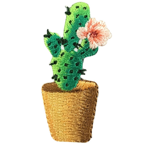 Cactus Applique Patch - Pink Flower 1-7/8" (Iron on) - Patch Parlor