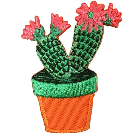 Cactus Applique Patch - Pink Flowers 1.75" (Iron on) - Patch Parlor
