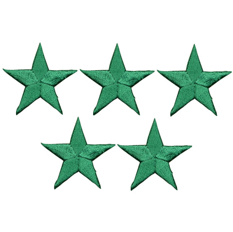 Star Applique Patch - Green 1.25" (5-Pack, Iron on) - Patch Parlor
