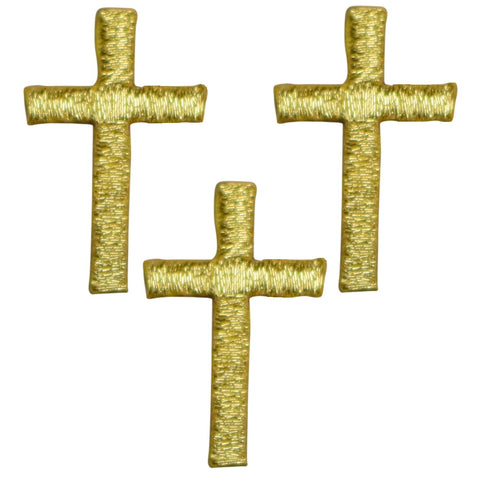 Gold Cross Patches (2-Pack) Religious Embroidered Iron On Patch Appliques -  Laughing Lizards