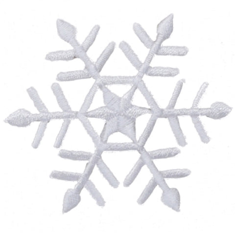 White Snowflake Applique Patch - Snow, Winter Badge 2-3/8" (Iron on) - Patch Parlor
