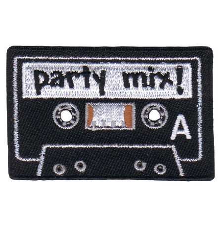 Cassette Tape Applique Patch - Party Mix, Music Badge 2.25" (Iron on) - Patch Parlor