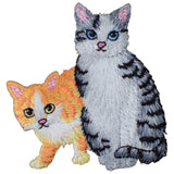 Two Cats Applique Patch - Embroidered Kitten & Cat Animal Badge 2.5" (Iron On)