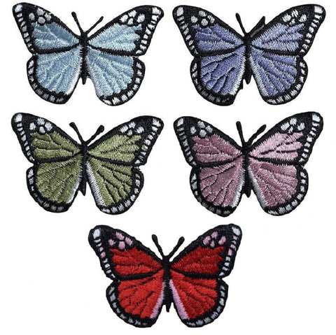 Butterfly Applique Patch Set - Insect Bug Badge 2" (5-Pack, Iron on or Sew on)