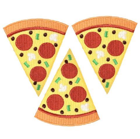 Pizza Applique Patch - Slice, Pepperoni, Cheese, Pizzeria 3" (3-Pack, Iron on) - Patch Parlor