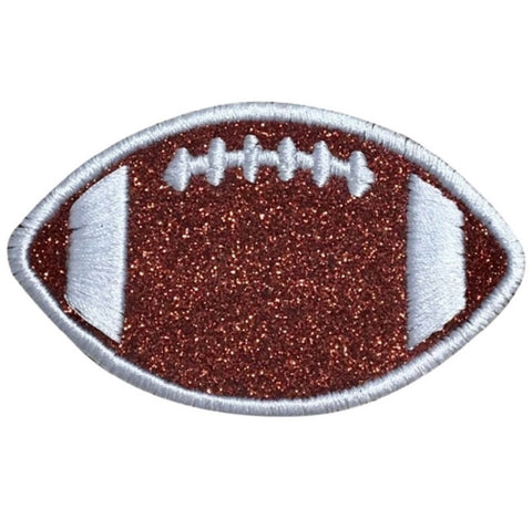Glitter Football Applique Patch - Sparkly Sports Badge 3" (Iron on) - Patch Parlor