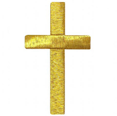 Gold Cross Applique Patch - Religious Jesus Badge 3" (Iron on) - Patch Parlor