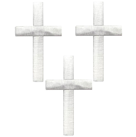 Large White Cross Applique Patch - Jesus Christian Badge 3" (3-Pack, Iron on)