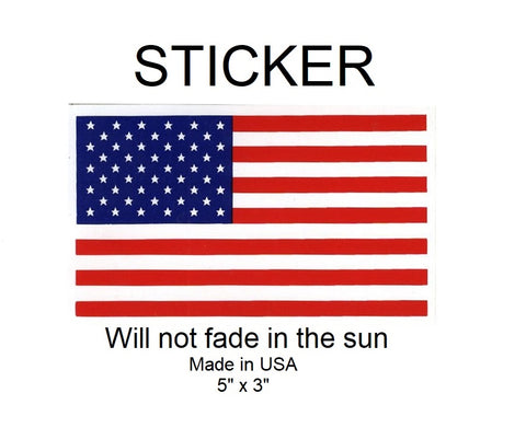 USA United States Flag Vinyl Sticker - Will not fade in the sun, 5" x 3" - Patch Parlor
