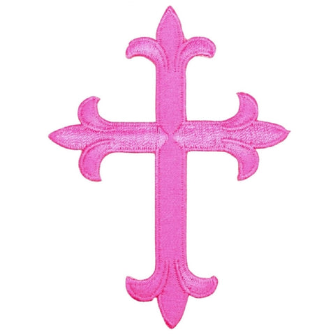 Cross Applique Patch - Hot Pink, Fuchsia, Christian, Jesus Badge 4" (Iron on) - Patch Parlor