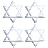 Star of David Applique Patch Set - White Hanukkah Jewish Badge 2" (4-Pack, Iron on) - Patch Parlor