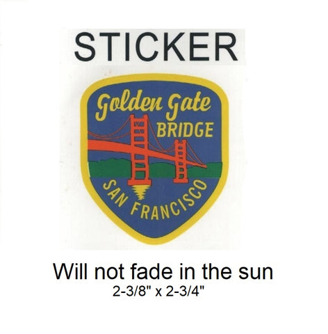 San Francisco, California Vinyl Sticker - Will not fade in the sun, 2-3/8" x 2-3/4" - Patch Parlor