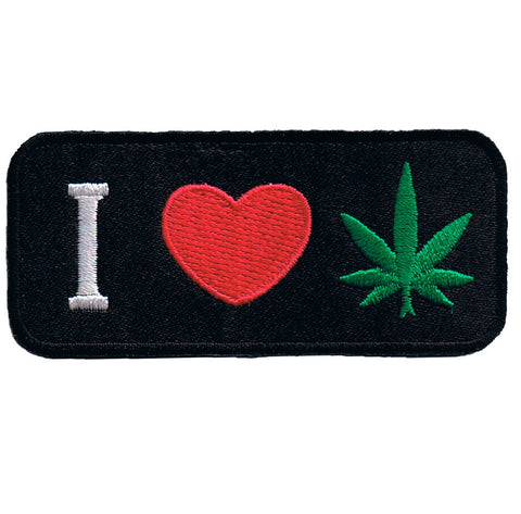 Weed Patch - I Love Cannabis, Pot, Marijuana, CBD, THC Badge 3-3/8" (Iron on) - Patch Parlor