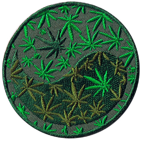 Weed Yin Yang Patch - Marijuana, Cannabis, Pot Leaf, Ganja Badge 2.75" (Iron on) - Patch Parlor