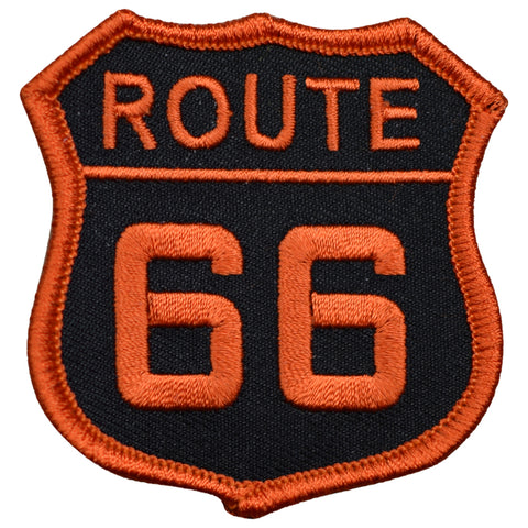 Route 66 Patch - Orange/Black Rt. 66 Badge 2.5" (Iron on) - Patch Parlor