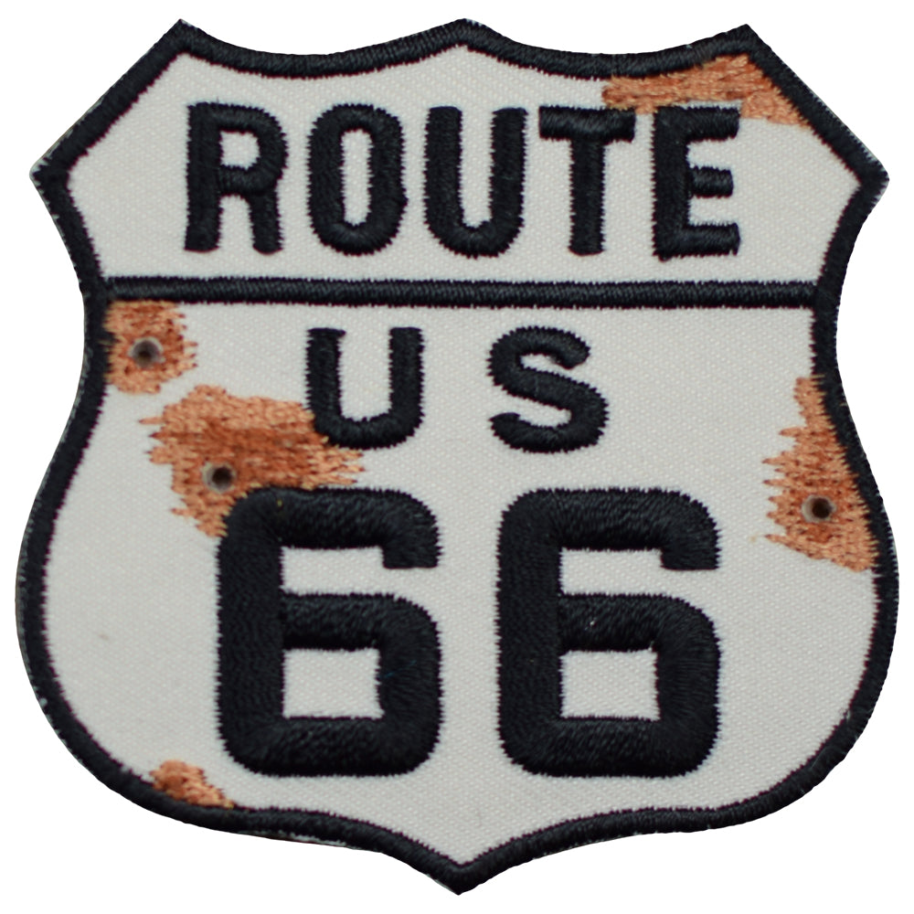 Route 66 Applique Patch - Bullet Holes, Rust, Rt. 66 Highway Sign 2.5 ...