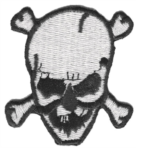 Skull and Crossbones Applique Patch - White and Black (Iron on) - Patch Parlor