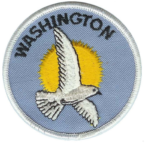 Vintage Washington Patch - Seagull, Sun, Seattle, Tacoma Badge 3" (Sew on) - Patch Parlor