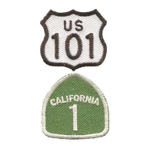 Mini Highway 101 and California Hwy 1 Patch - CA Badge 1-3/8" (2-Pack, Iron on) - Patch Parlor