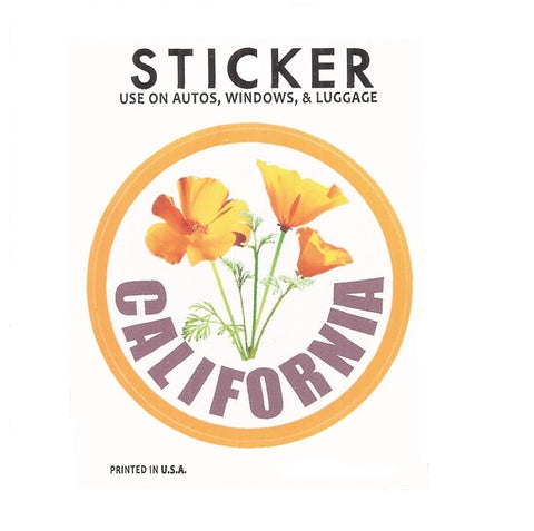 California Sticker - Poppy Vinyl Decal, UV Protection, Fade Resistant, 3" - Patch Parlor