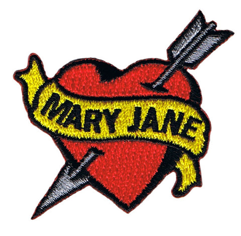 Mary Jane Tattoo Patch Applique - Heart, Arrow, Love Badge 2.25" (Iron on) - Patch Parlor