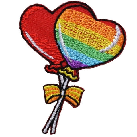 Heart Balloons Applique Patch - Rainbow, Bow, Gift Badge 1-7/8" (Iron on) - Patch Parlor