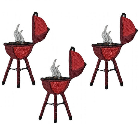 Mini Barbecue Applique Patch - BBQ Grilling, Cooking 1-5/8" (3-Pack, Iron on) - Patch Parlor