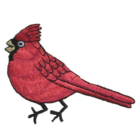 Cardinal Applique Patch - Red Male Bird Facing Left Badge 2-3/8" (Iron on) - Patch Parlor