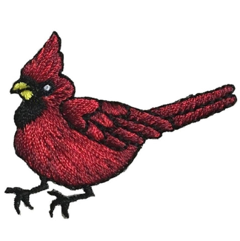 Cardinal Applique Patch - Red Male, Bird Badge 1-7/8" (Iron on) - Patch Parlor