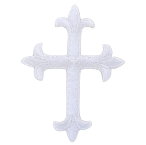 White Cross Applique Patch - Christian, Catholic, Jesus 2.5" (Iron on) - Patch Parlor