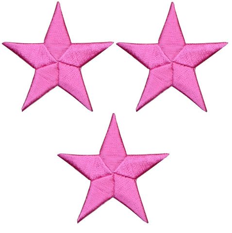 Star Applique Patch - Pink 2.25" (3-Pack, Iron on) - Patch Parlor