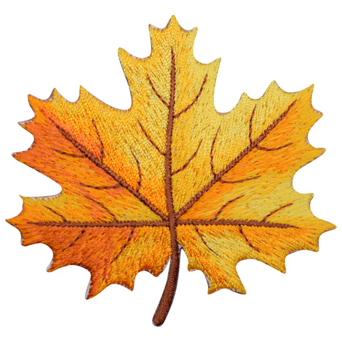 Orange Leaf Applique Patch - Fall, Autumn 2-5/8" (Iron on) - Patch Parlor