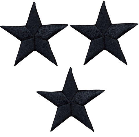Star Applique Patch - Black 2.25" (3-Pack, Iron on) - Patch Parlor