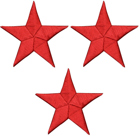 Star Applique Patch - Red 2.25" (3-Pack, Iron on) - Patch Parlor