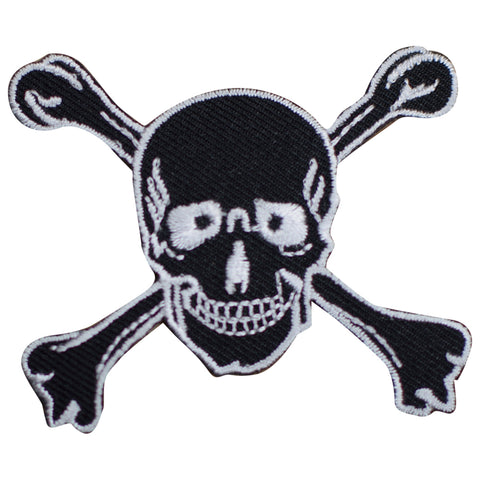 Skull & Crossbones Applique Patch - Black Skeleton Halloween Badge 2.5" (Clearance, Iron on)