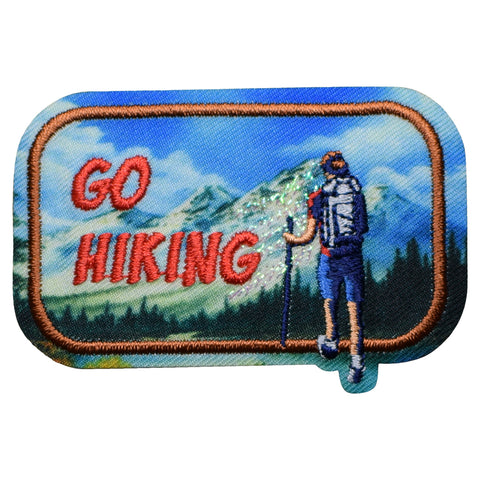 Go Hiking Patch - Outdoors, Nature, Backpacking Badge 2.5" (Iron on) - Patch Parlor