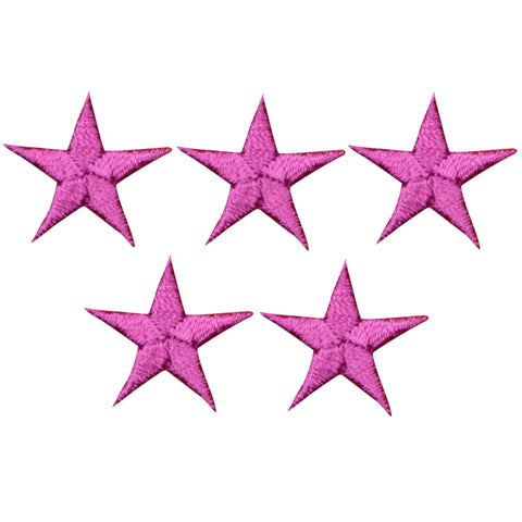 Mini Star Applique Patch - Fuchsia, Hot Pink 7/8" (5-Pack, Iron on) - Patch Parlor