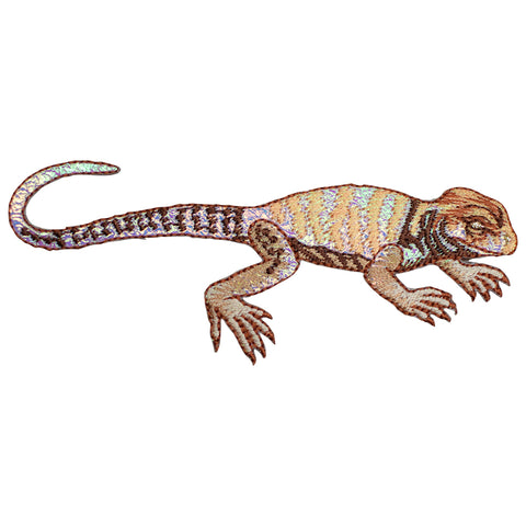 Shiny Brown Lizard Applique Patch - Reptile Biology Badge 4.25" (Iron on) - Patch Parlor
