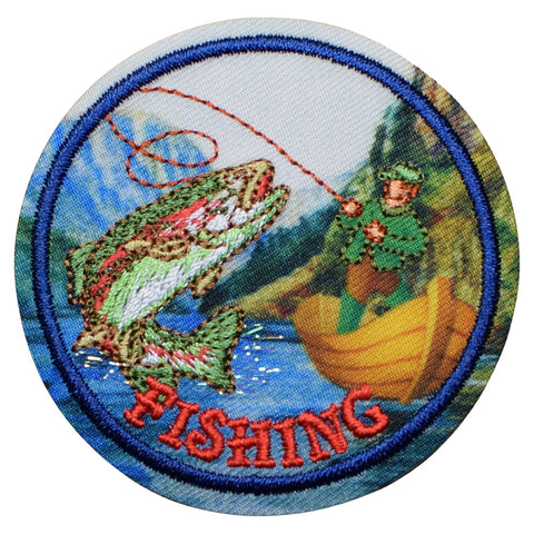 Fishing Patch - Boat, Fisherman, Outdoors Badge 2.25" (Iron on) - Patch Parlor