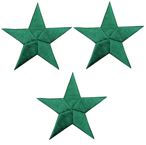 Star Applique Patch - Green 2.25" (3-Pack, Iron on) - Patch Parlor