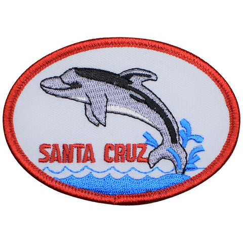 Santa Cruz Patch - Dolphin, California Beach Badge 3.5" (Iron on) - Patch Parlor