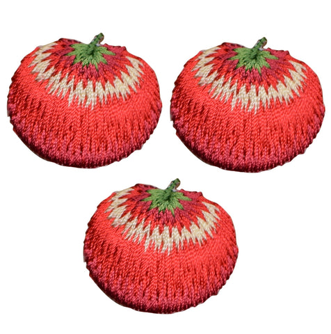 Mini Tomato Applique Patch - Fruit Badge 1-1/8" (3-Pack, Iron on) - Patch Parlor