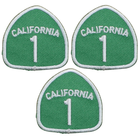 Mini Highway 1 California Patch - CA Hwy One 1-3/8" (3-Pack, Iron On) - Patch Parlor