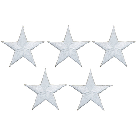 Star Applique Patch - White 1.25" (5-Pack, Small, Iron on) - Patch Parlor