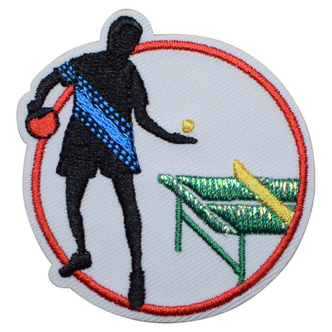 Table Tennis Applique Patch - Pink Pong Badge 2.25" (Iron on) - Patch Parlor