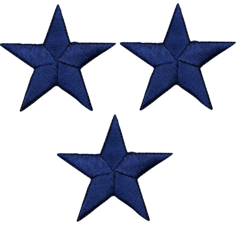 Star Applique Patch - Navy Blue 2.25" (3-Pack, Iron on) - Patch Parlor