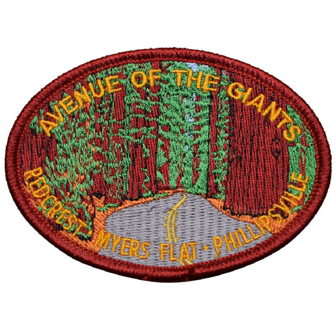 Avenue of the Giants Patch - Humboldt, California Redwood Trees, Highway 101 3.5" (Iron on) - Patch Parlor