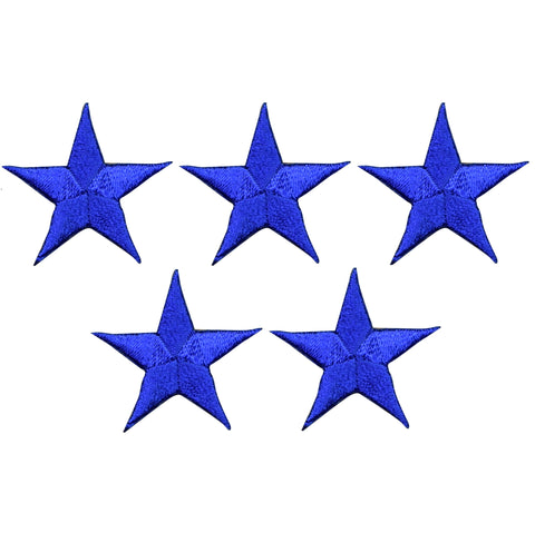 Star Applique Patch - Royal Blue 1.25" (5-Pack, Small, Iron on) - Patch Parlor