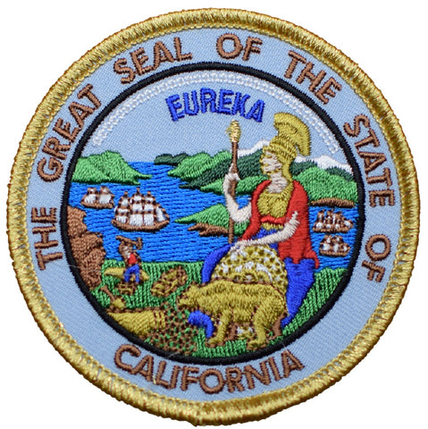 California Patch - The Great Seal of CA, Metallic Gold Thread 3" (Iron on) - Patch Parlor