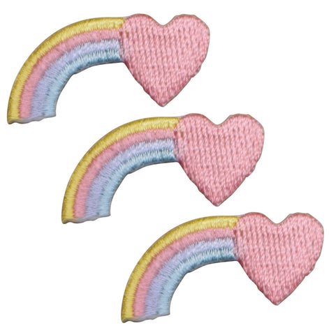 Mini Rainbow Heart Applique Patch - Pastel Colors 1.25" (3-Pack, Iron on) - Patch Parlor